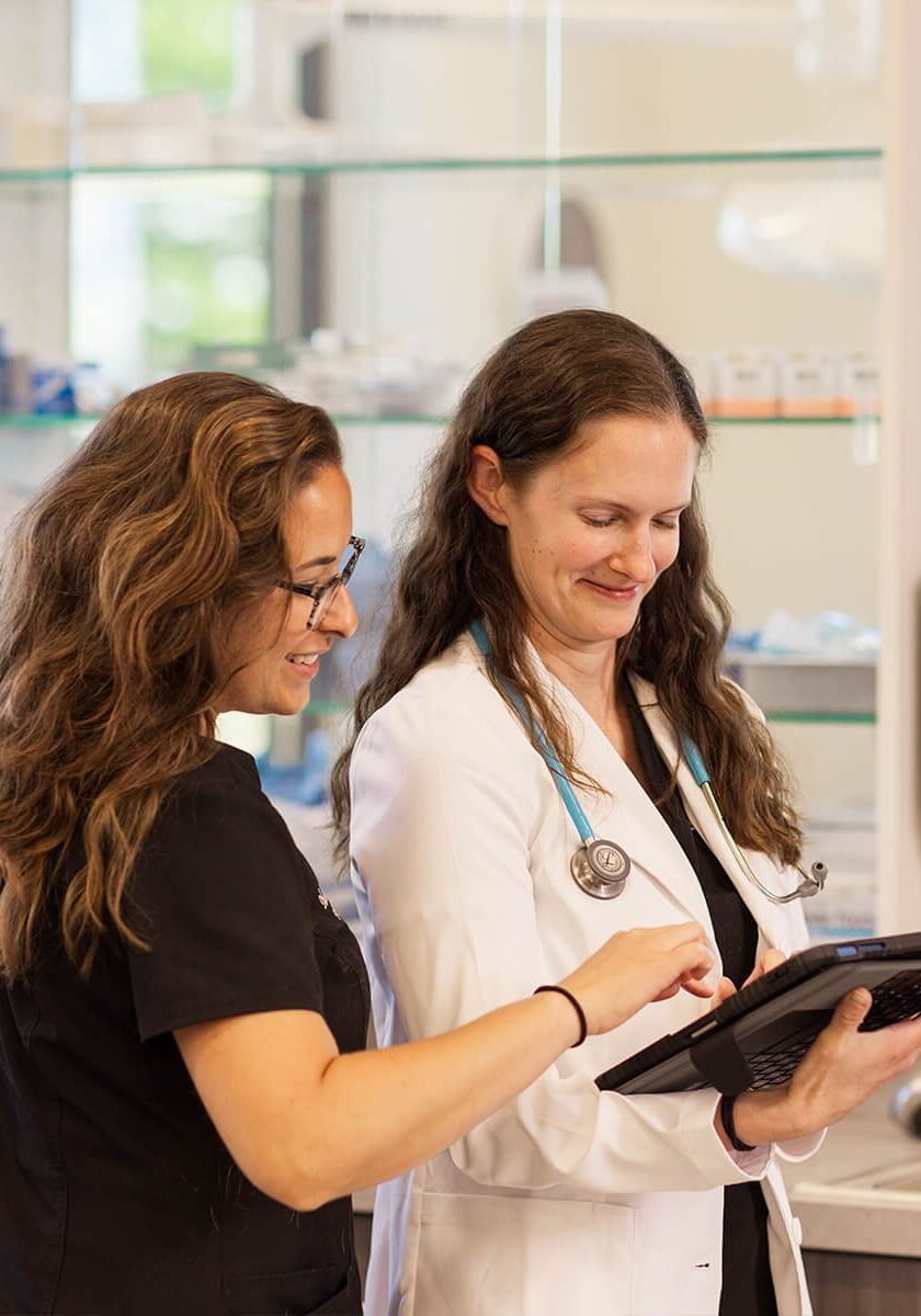 vets reviewing results on tablet